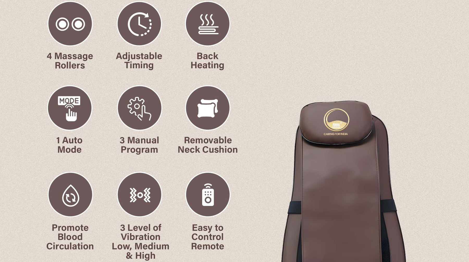 Portable Brown Car Seat Massager